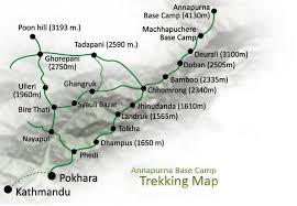 Trekking route Ghorepani and Annapurna Base Camp