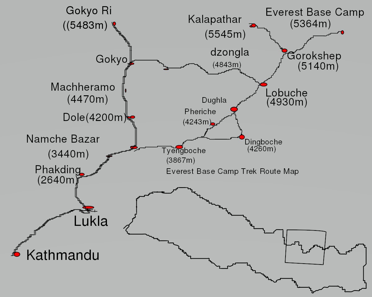 Everest Base Camp Short Trek 12 days Map