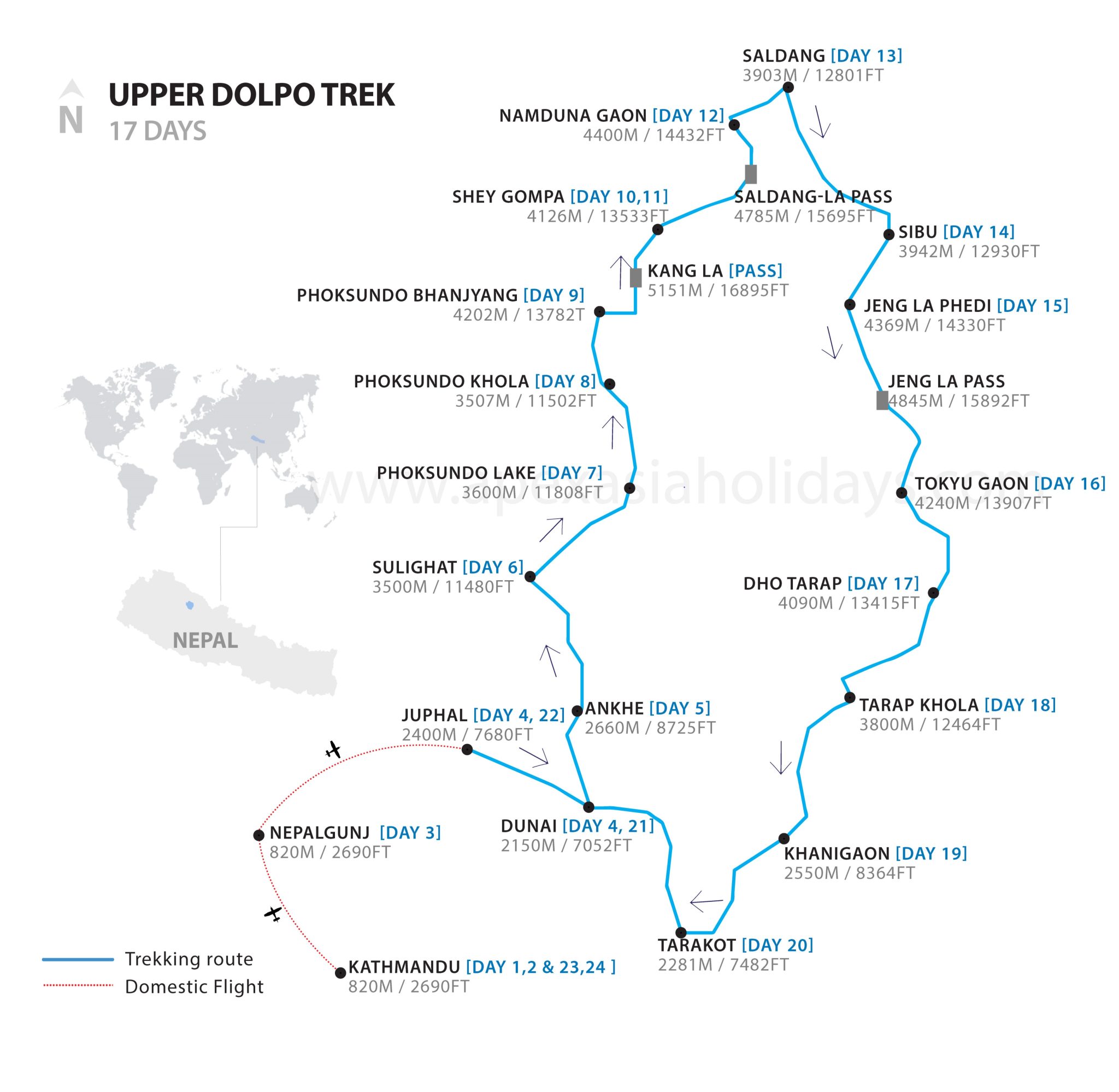 Upper Dolpo Trek – 24 days Map